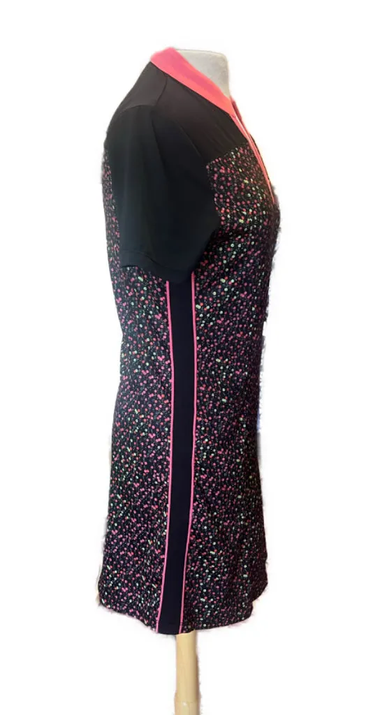 Nicklaus Black Tiny Flower Short Sleeve Golf Dress Size S