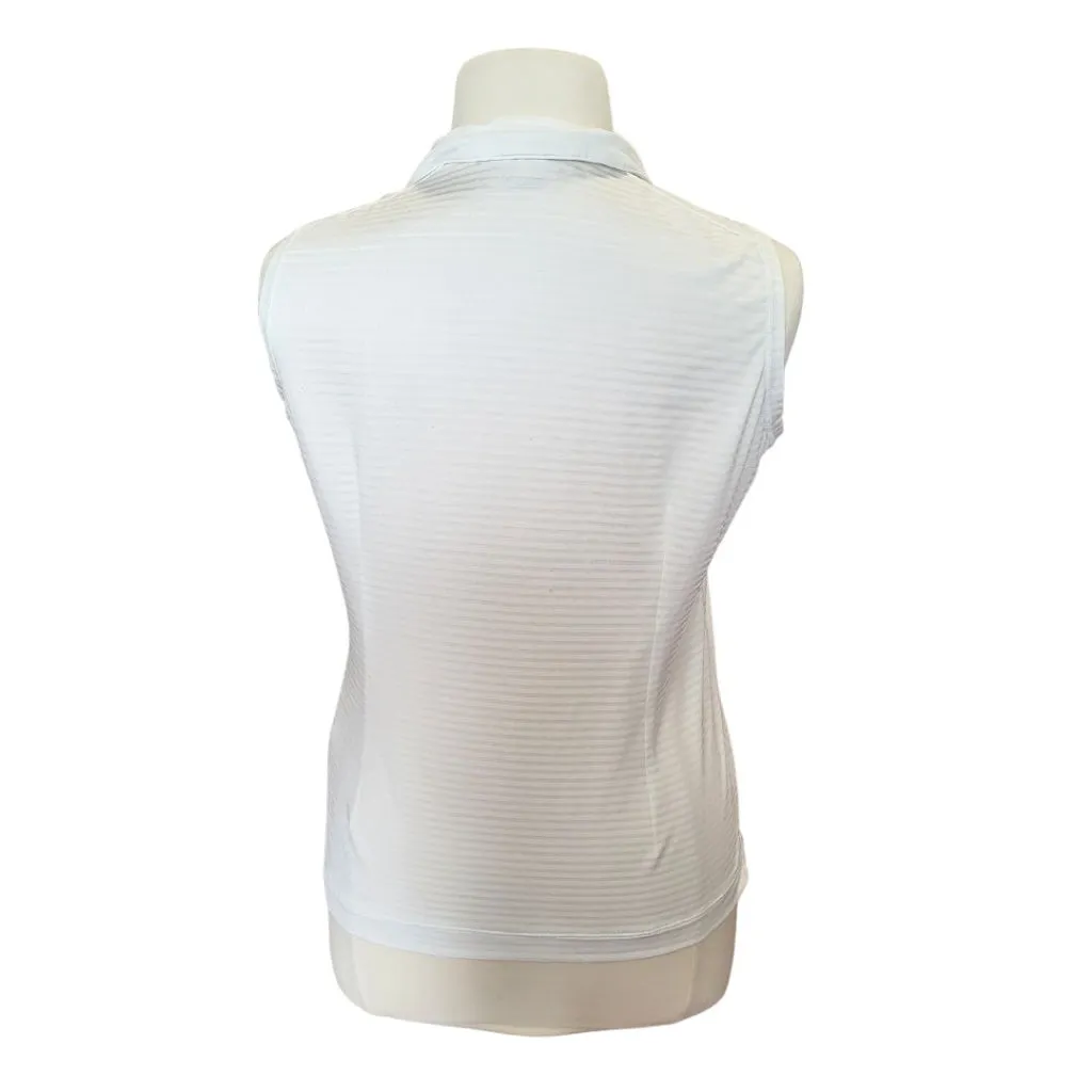 Nike Golf White MIni-Striped Sleevelsss V-neck Polo Size XL MSP$50