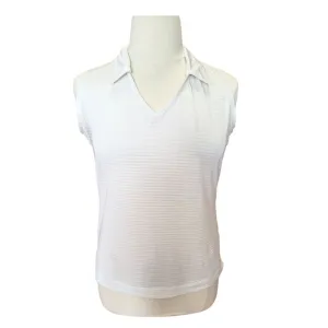 Nike Golf White MIni-Striped Sleevelsss V-neck Polo Size XL MSP$50
