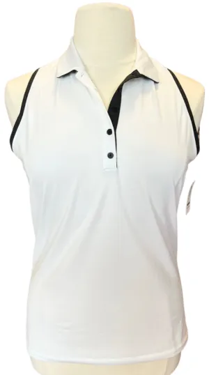 Nike Golf, White, sleeveless button up top w/ black accents, Size XL MSP$55