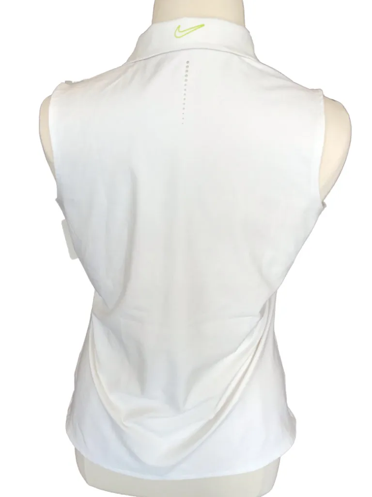 Nike White Sleeveless Polo with Lime Zipper  Size XL