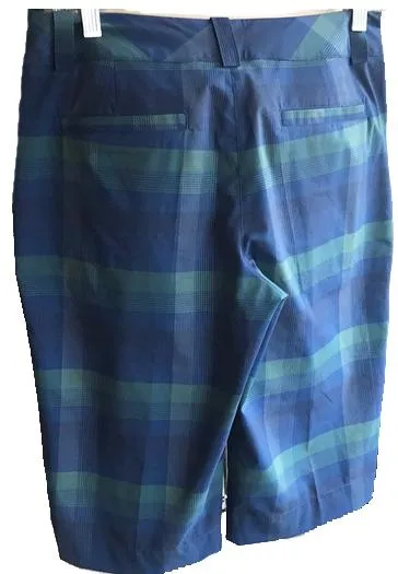 Nike Women's Blue & Green Plaid Long Golf Shorts Size 10