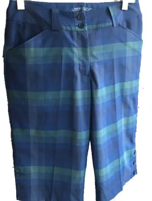 Nike Women's Blue & Green Plaid Long Golf Shorts Size 10