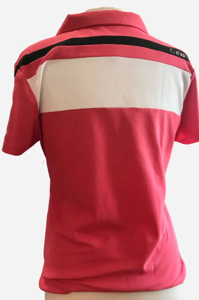 Nivo Sport Pink Pique Polo with Black & White Back Inserts MSP$70