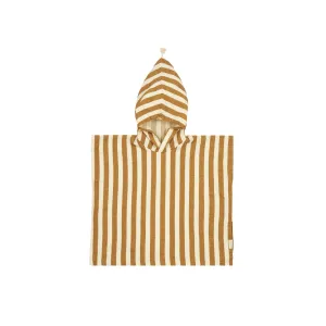 nobodinoz Portofino Poncho Muslin Lining Honey Stripes Waffle