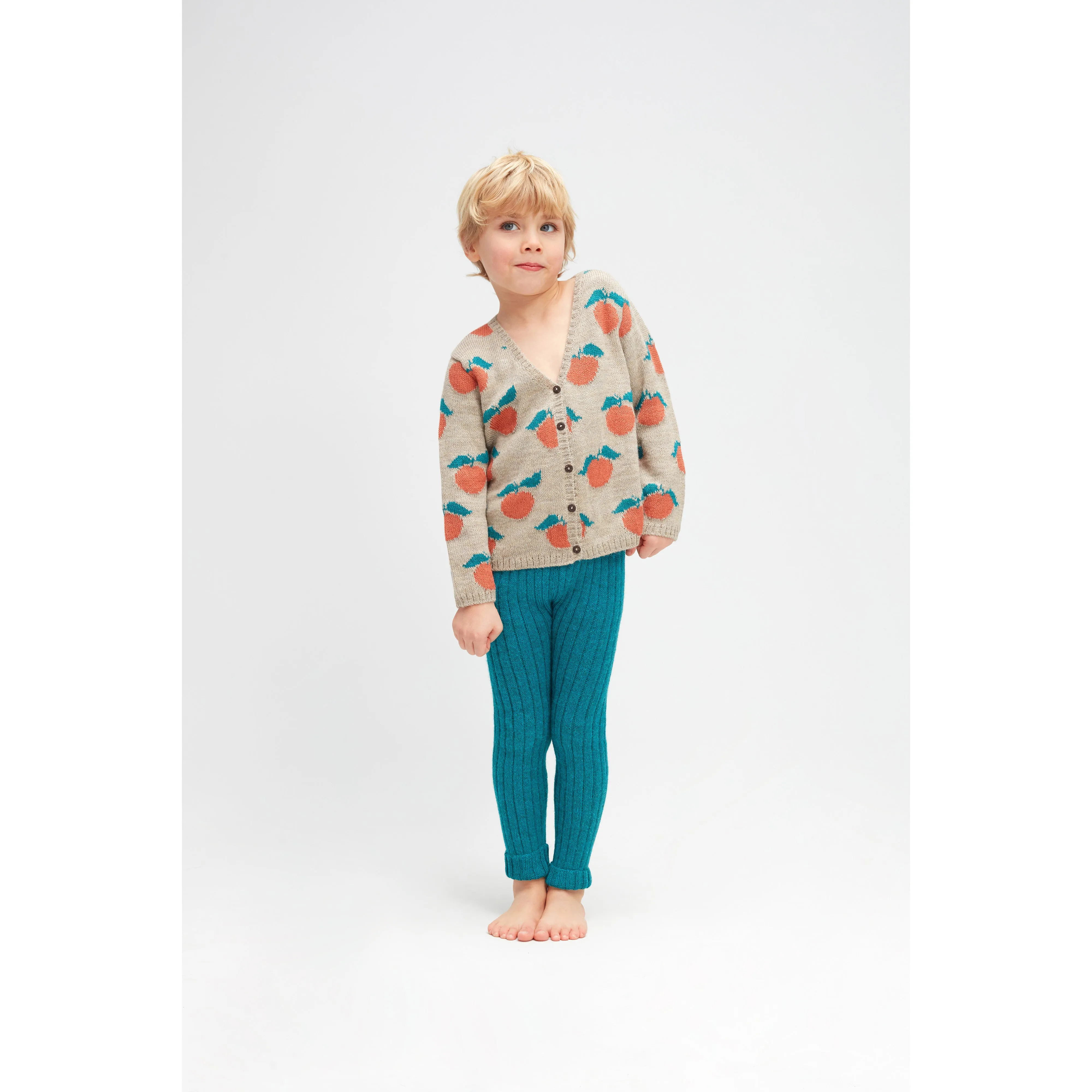 Oeuf Clementine Cardigan Grey/Apricot