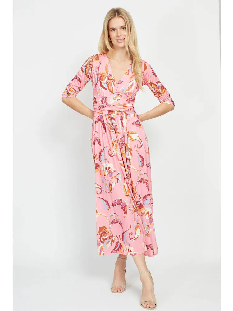 Onjenu Crawford Midi Dress Floral Pink