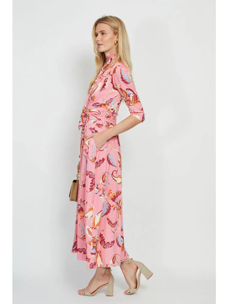 Onjenu Crawford Midi Dress Floral Pink