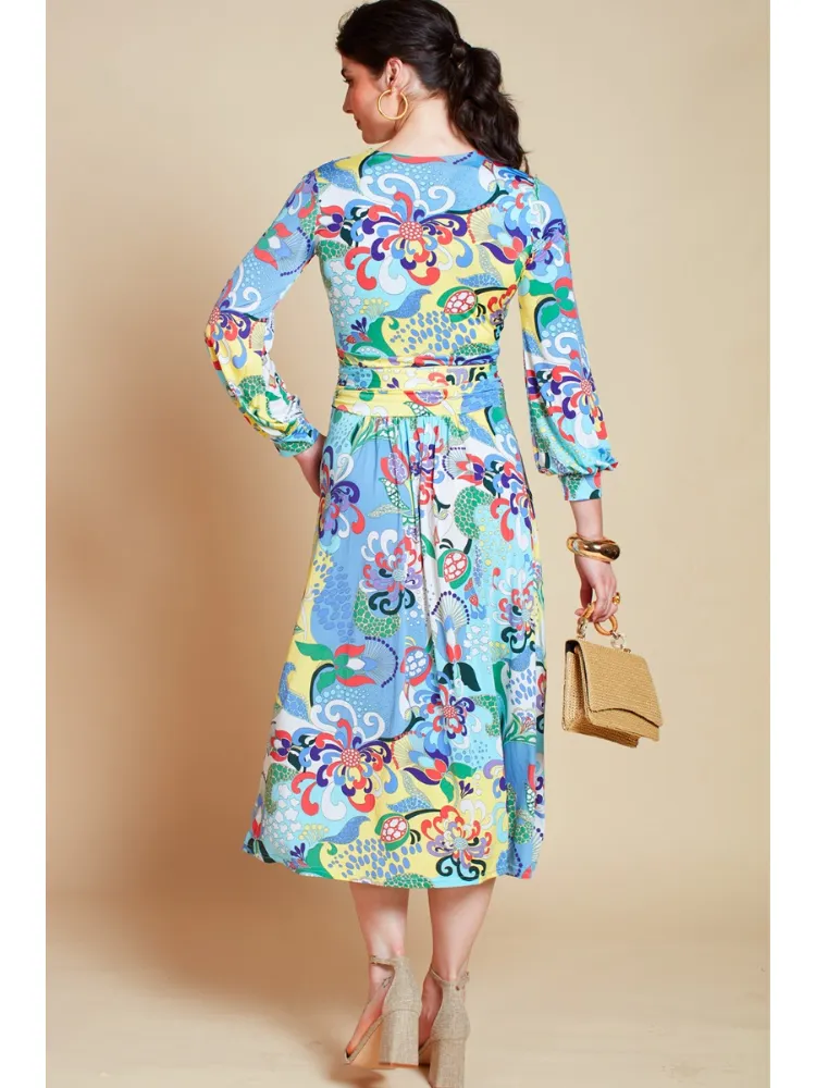Onjenu Sharon Midi Dress Bardot Print