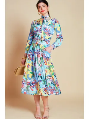 Onjenu Sharon Midi Dress Bardot Print