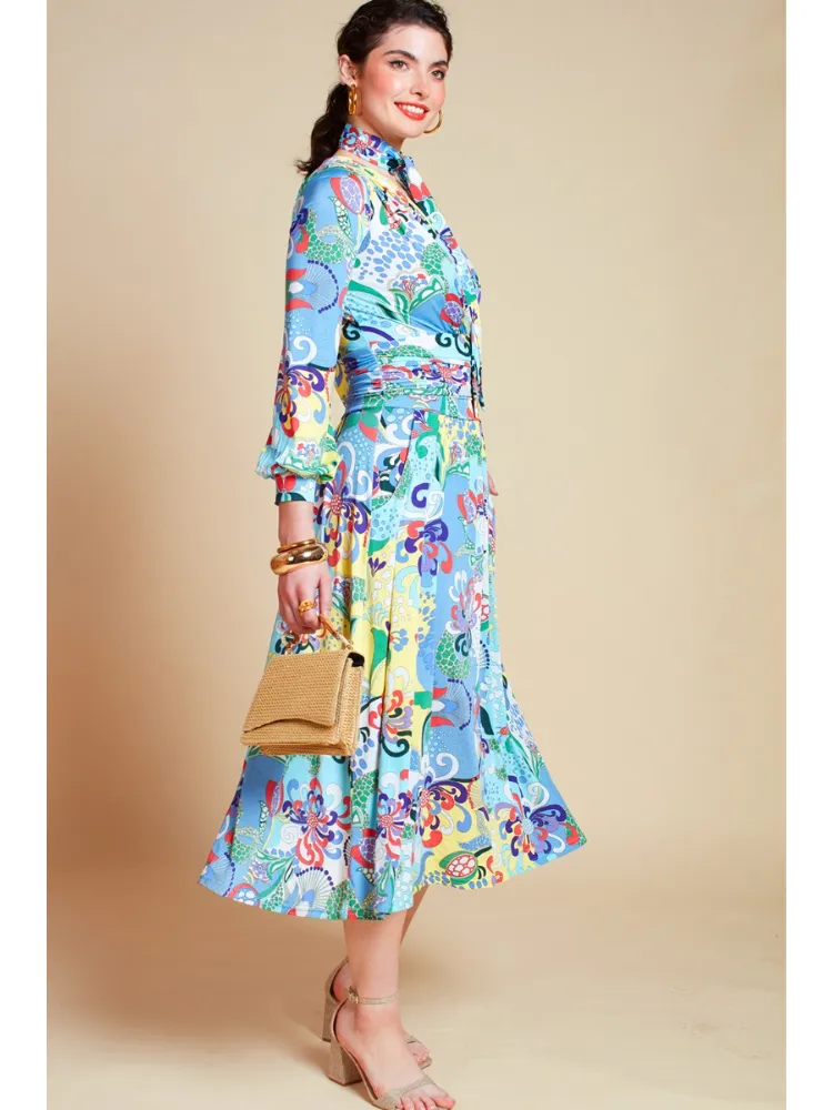 Onjenu Sharon Midi Dress Bardot Print