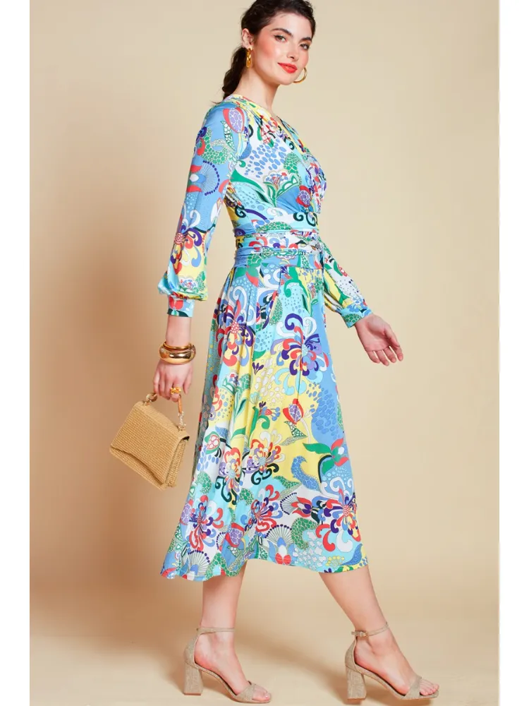 Onjenu Sharon Midi Dress Bardot Print