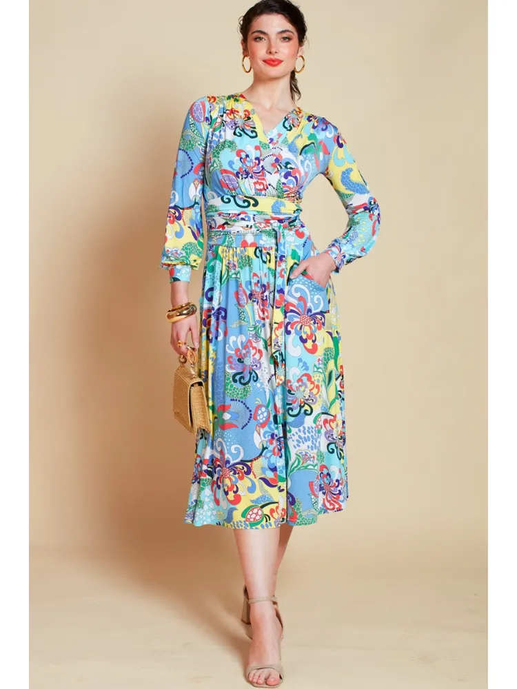 Onjenu Sharon Midi Dress Bardot Print