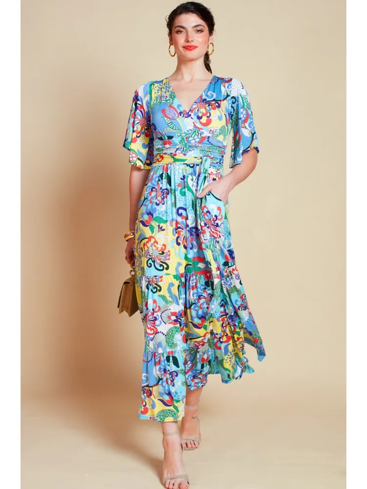 Onjenu Tilly Maxi Bardot Print