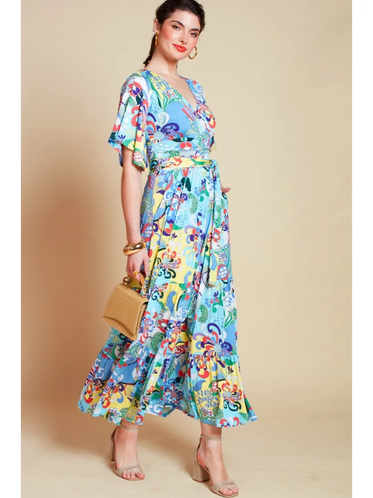 Onjenu Tilly Maxi Bardot Print
