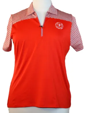 Orange Antigua Zip Polo with Striped Upper & Logo