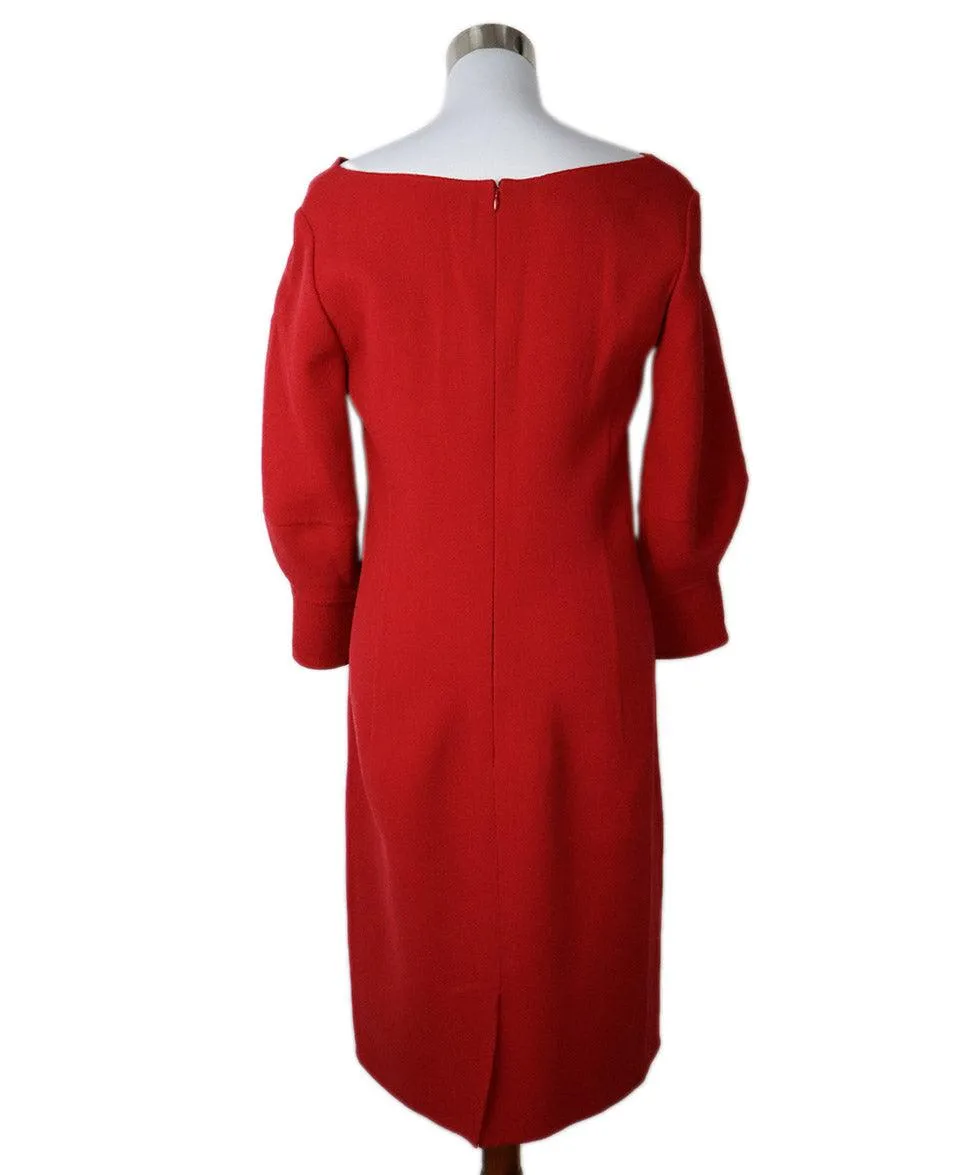 Oscar De La Renta Red Wool Dress sz 10