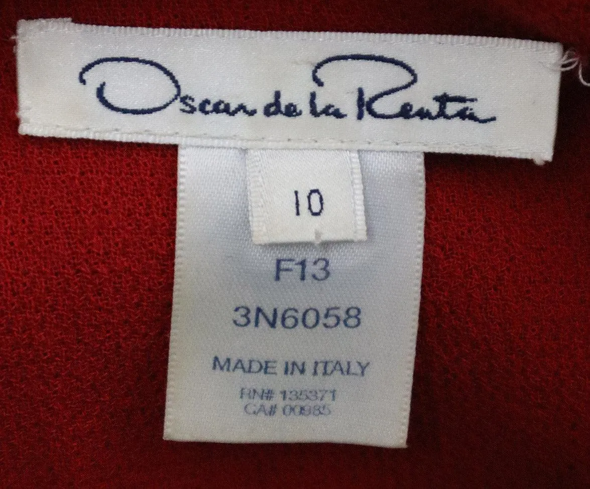 Oscar De La Renta Red Wool Dress sz 10