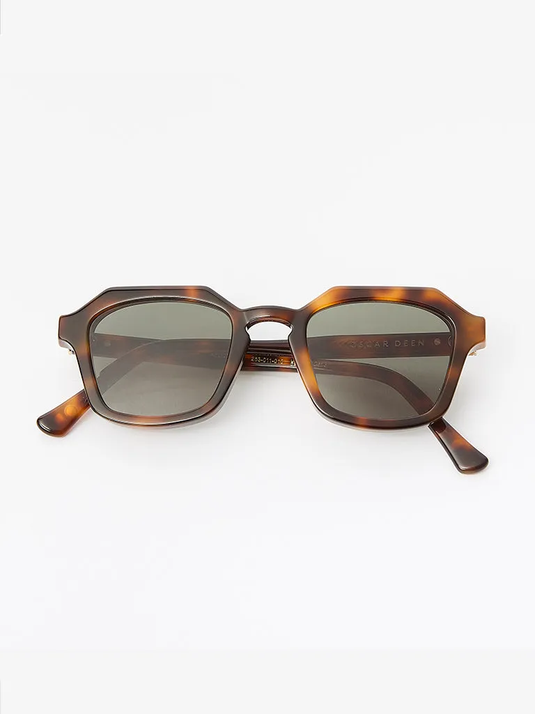Oscar Deen Diego Sunglasses in Tortoise/Green