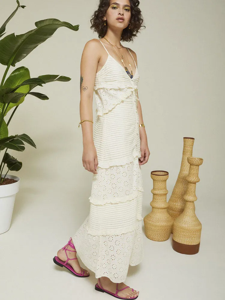 Ottod'ame Broderie Anglaise Dress Vanilla