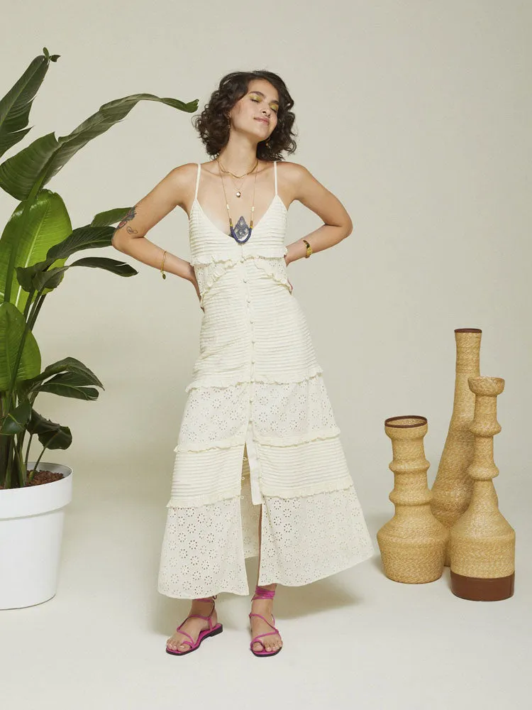 Ottod'ame Broderie Anglaise Dress Vanilla