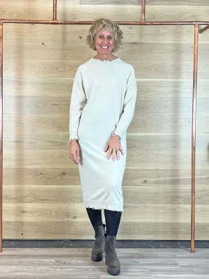 Ottod'Ame Cashmere Blend Long Dress Ecru