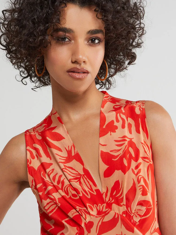 Ottod'Ame Printed Viscose Long Dress Coral