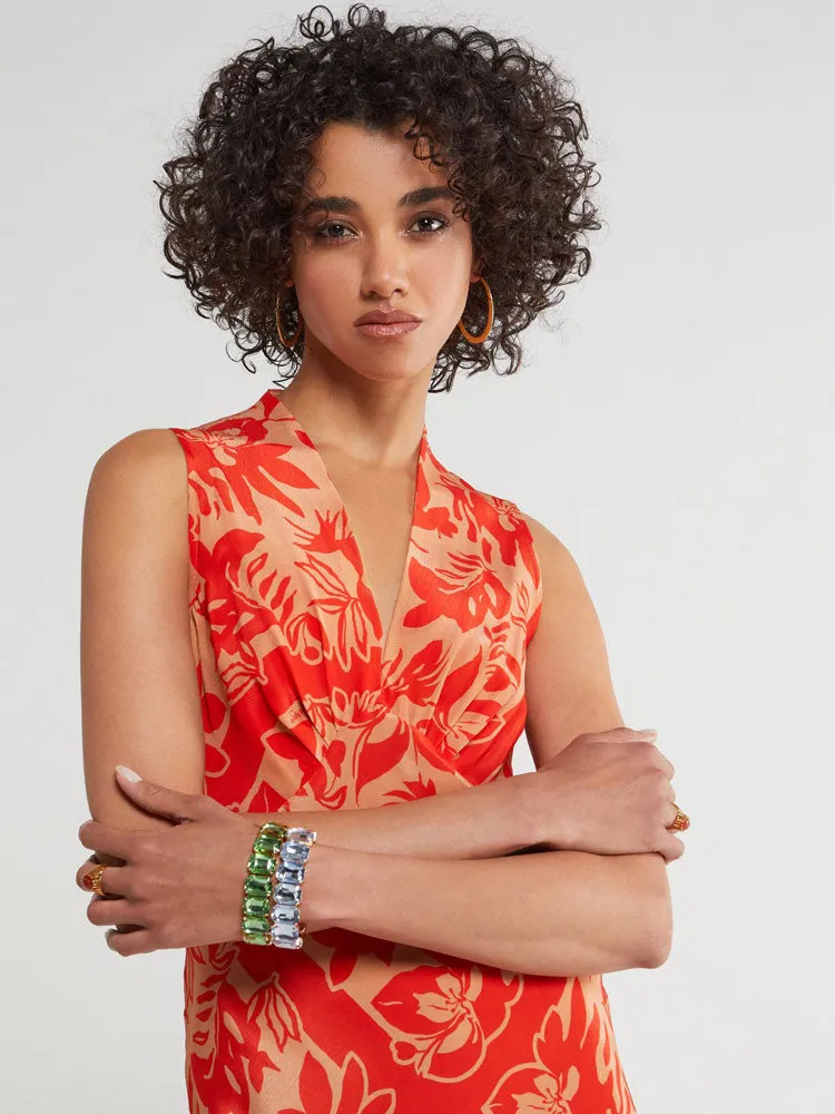 Ottod'Ame Printed Viscose Long Dress Coral