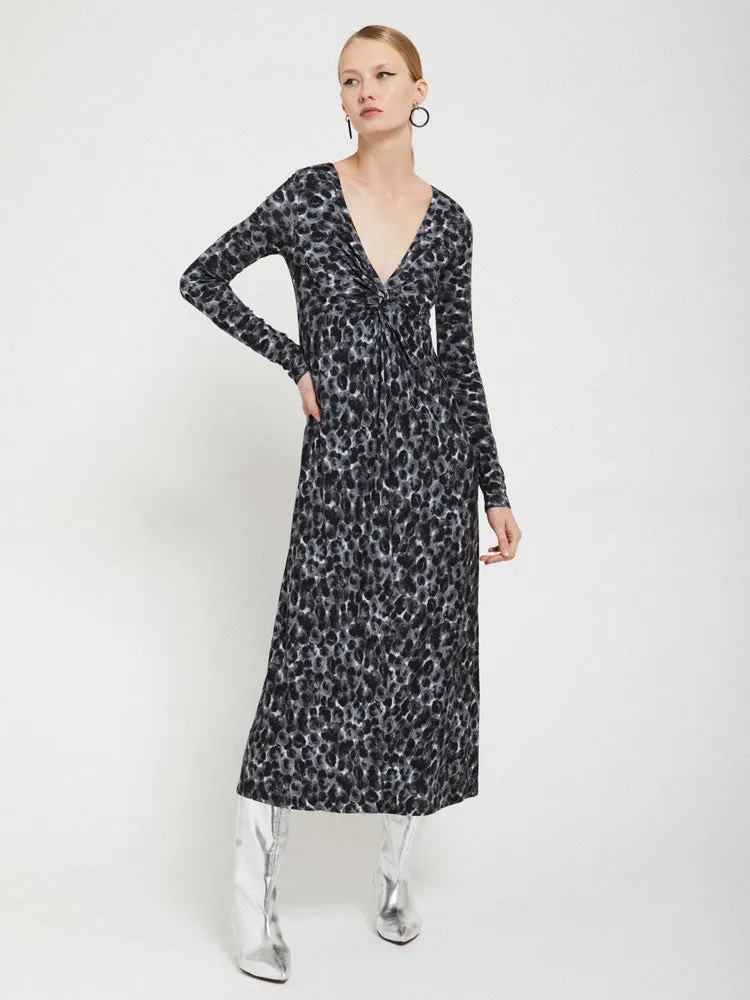 Ottod'Ame Printed Viscose Long Dress with Knot