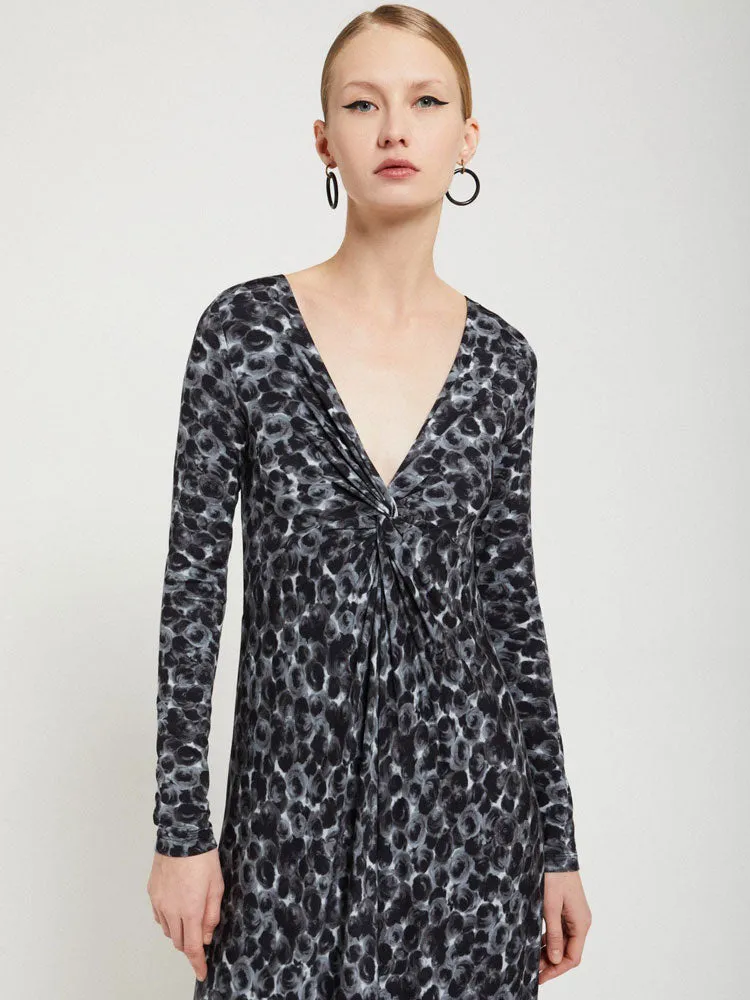 Ottod'Ame Printed Viscose Long Dress with Knot