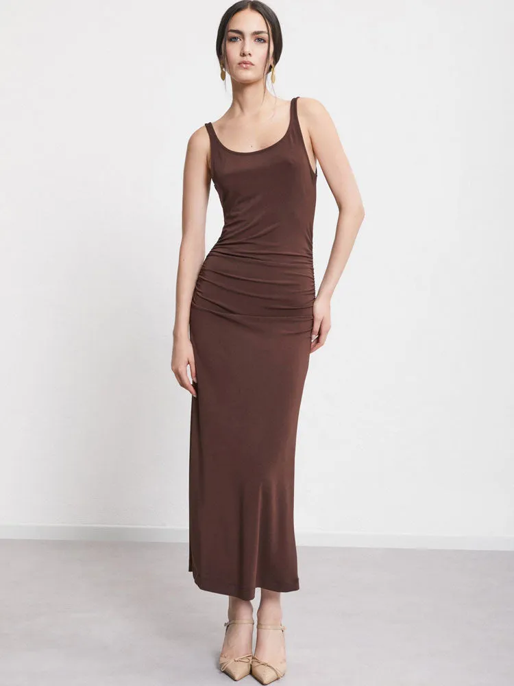 Ottod'Ame Stretch Long Dress Chocolate