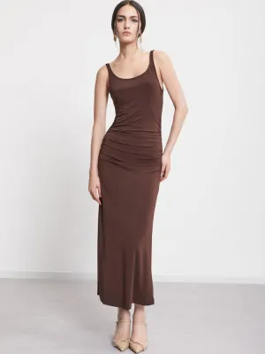 Ottod'Ame Stretch Long Dress Chocolate