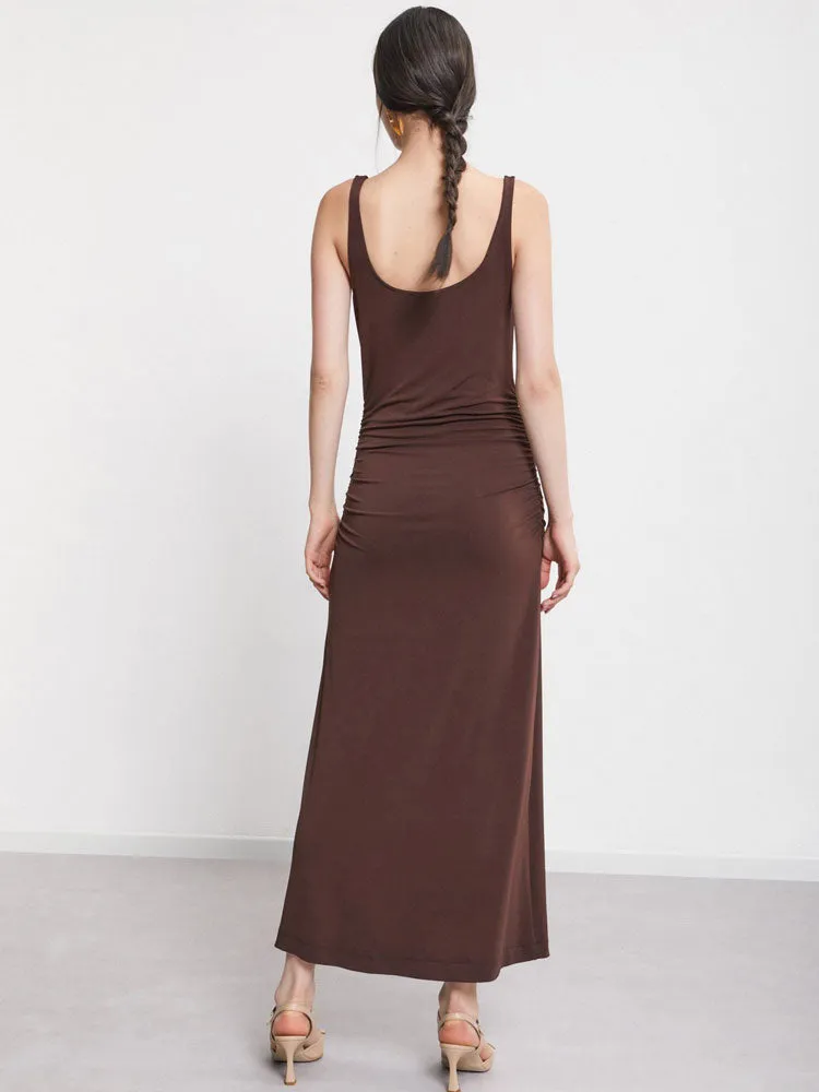 Ottod'Ame Stretch Long Dress Chocolate