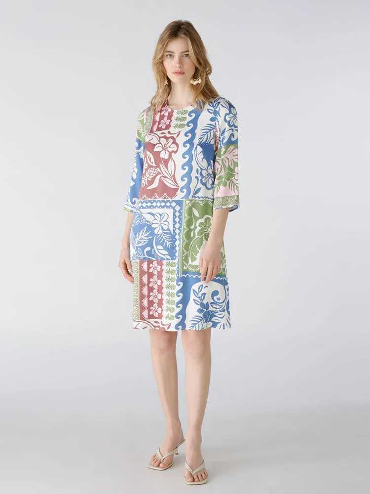 Oui Dress Blue & Green