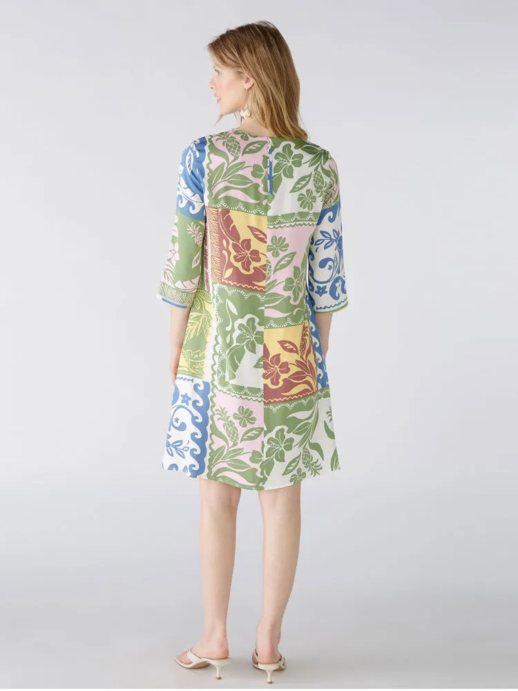 Oui Dress Blue & Green
