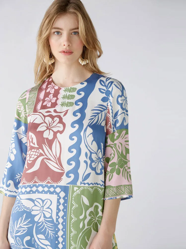 Oui Dress Blue & Green