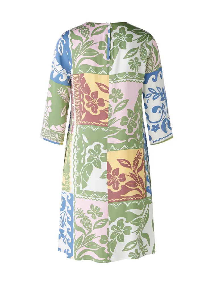Oui Dress Blue & Green