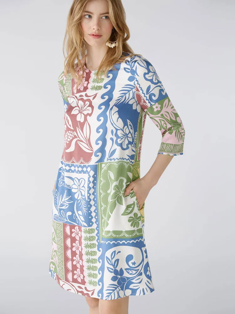 Oui Dress Blue & Green