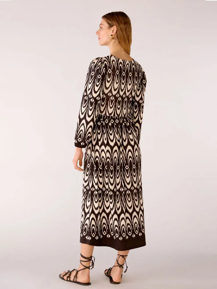 Oui Dress Dark Brown & Stone