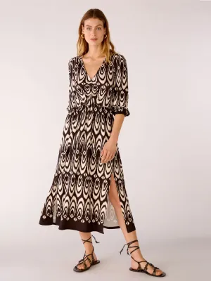 Oui Dress Dark Brown & Stone