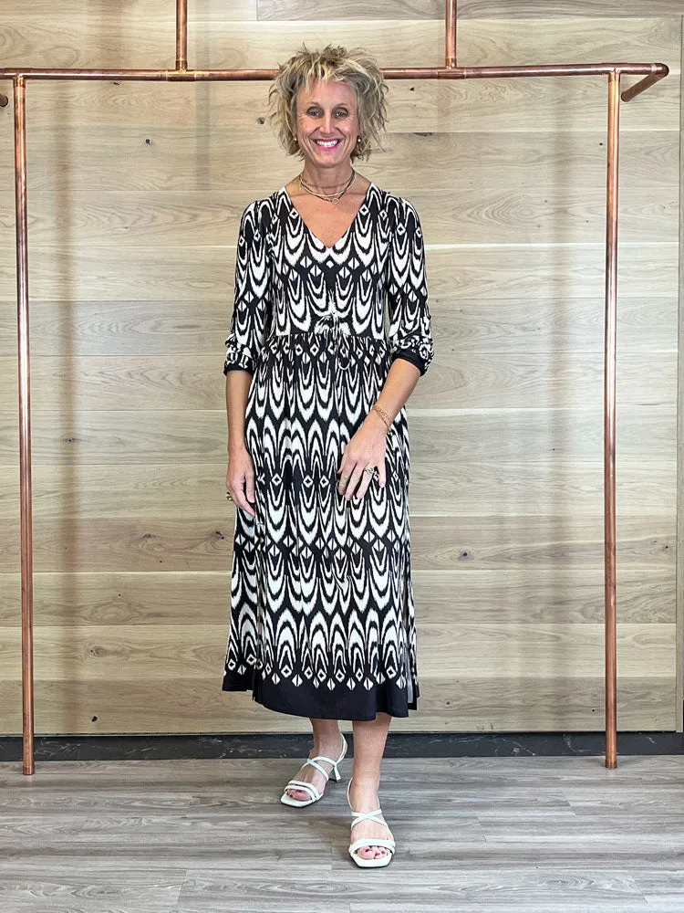Oui Dress Dark Brown & Stone
