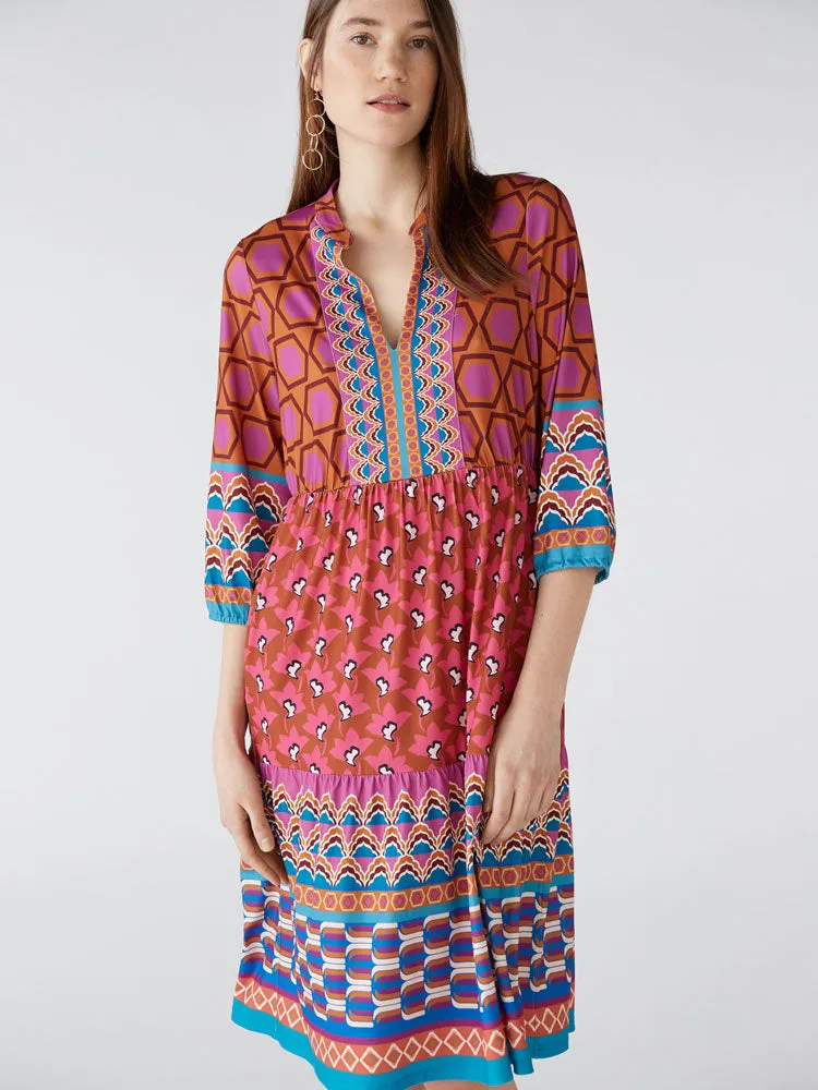 Oui Dress Pink & Blue