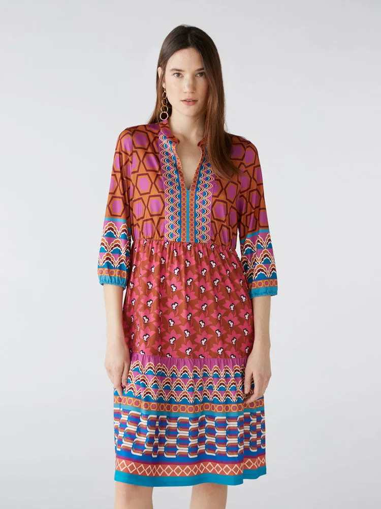 Oui Dress Pink & Blue