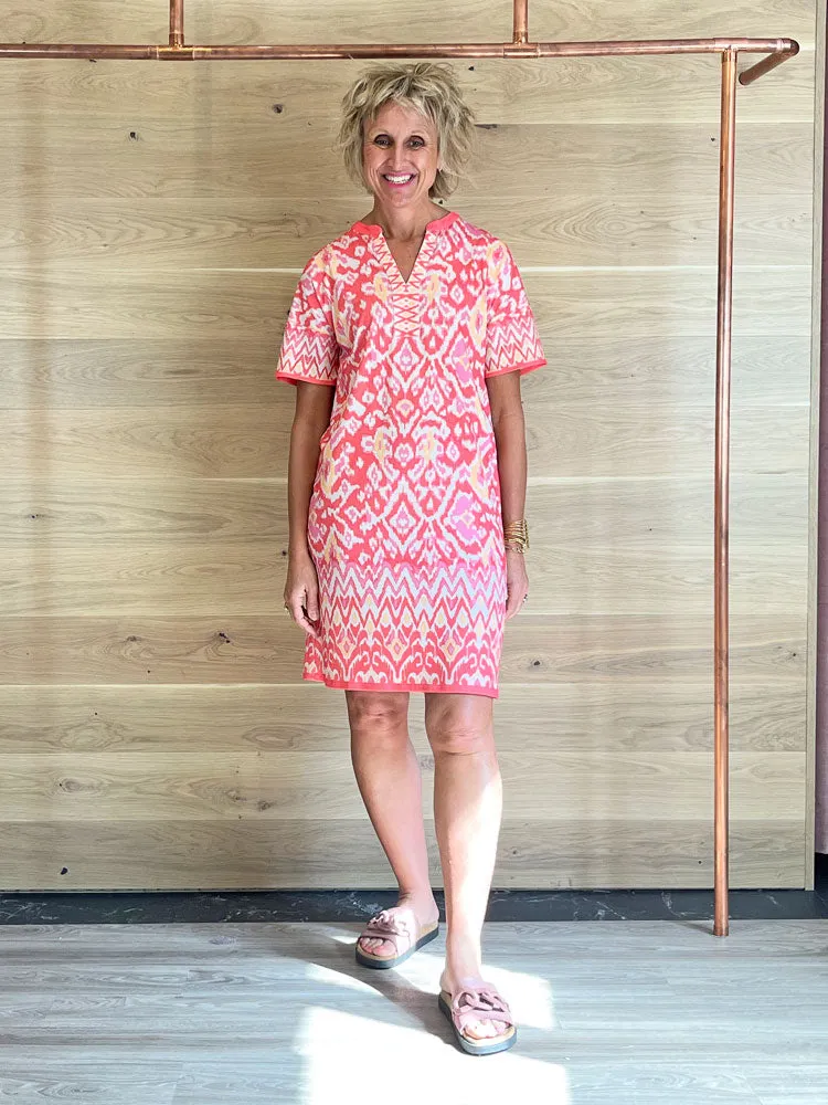 Oui Dress Pink & Orange