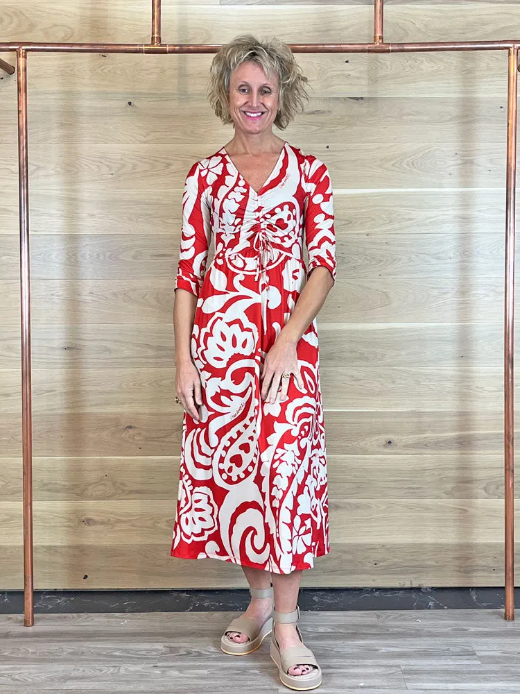 Oui Dress Red & White