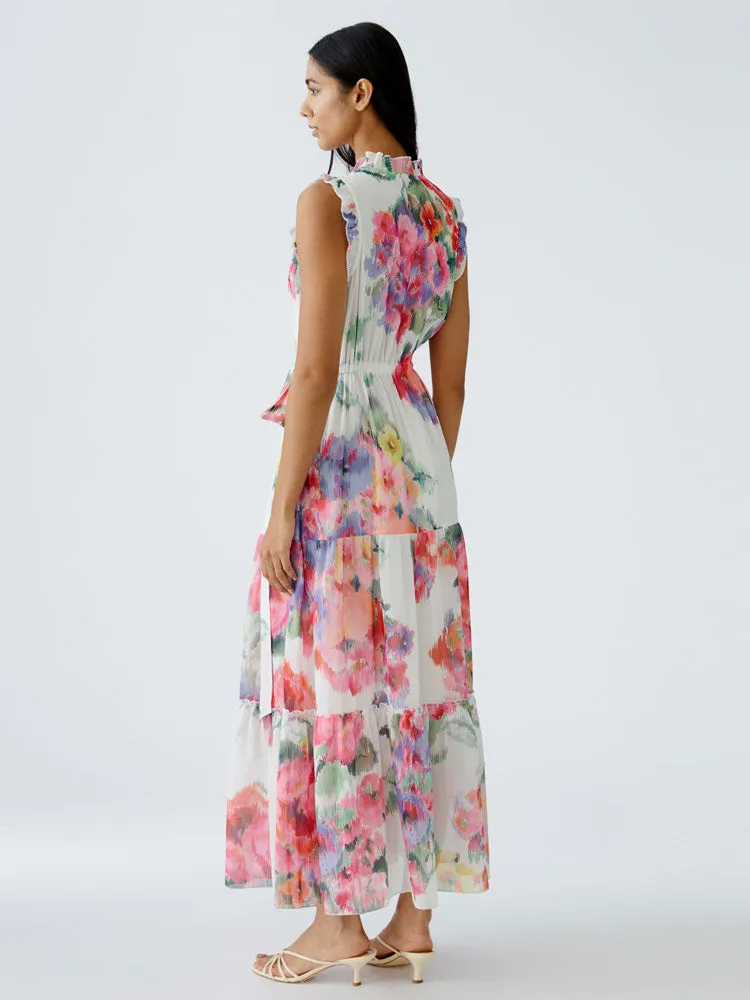 Oui Flower Patterned Dress Pink & Green