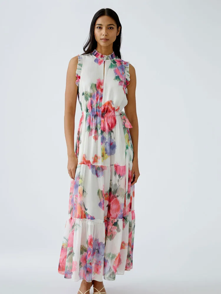 Oui Flower Patterned Dress Pink & Green