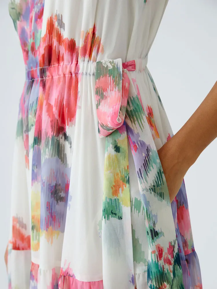 Oui Flower Patterned Dress Pink & Green