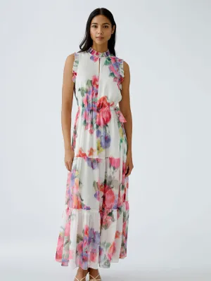 Oui Flower Patterned Dress Pink & Green