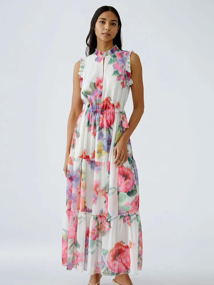 Oui Flower Patterned Dress Pink & Green